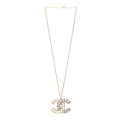 Chanel Pearl Crystal CC Pendant Necklace Gold 3 of 6