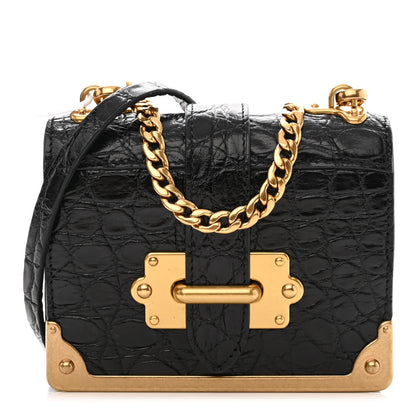 Prada Crocodile Micro Cahier Bag Black 1 of 12
