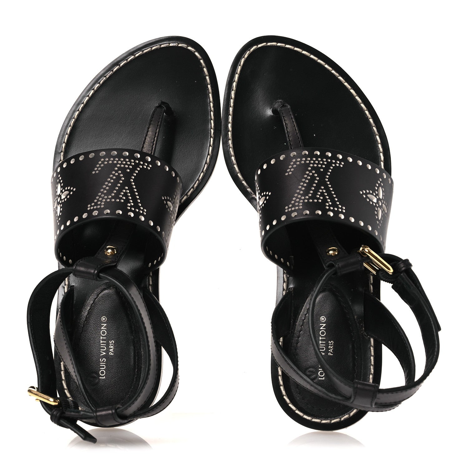 Louis Vuitton Soft Calfskin Perforated Horizon Flat Sandals 36