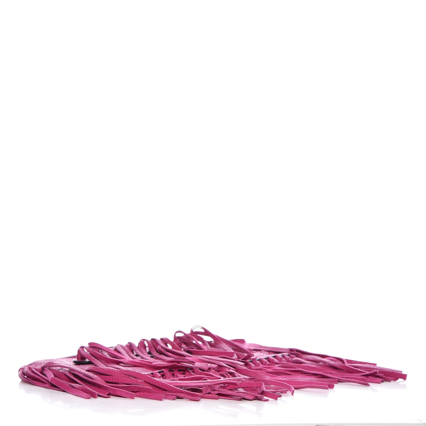 Grained Calfskin Rockee Fringe Clutch Fuxia
