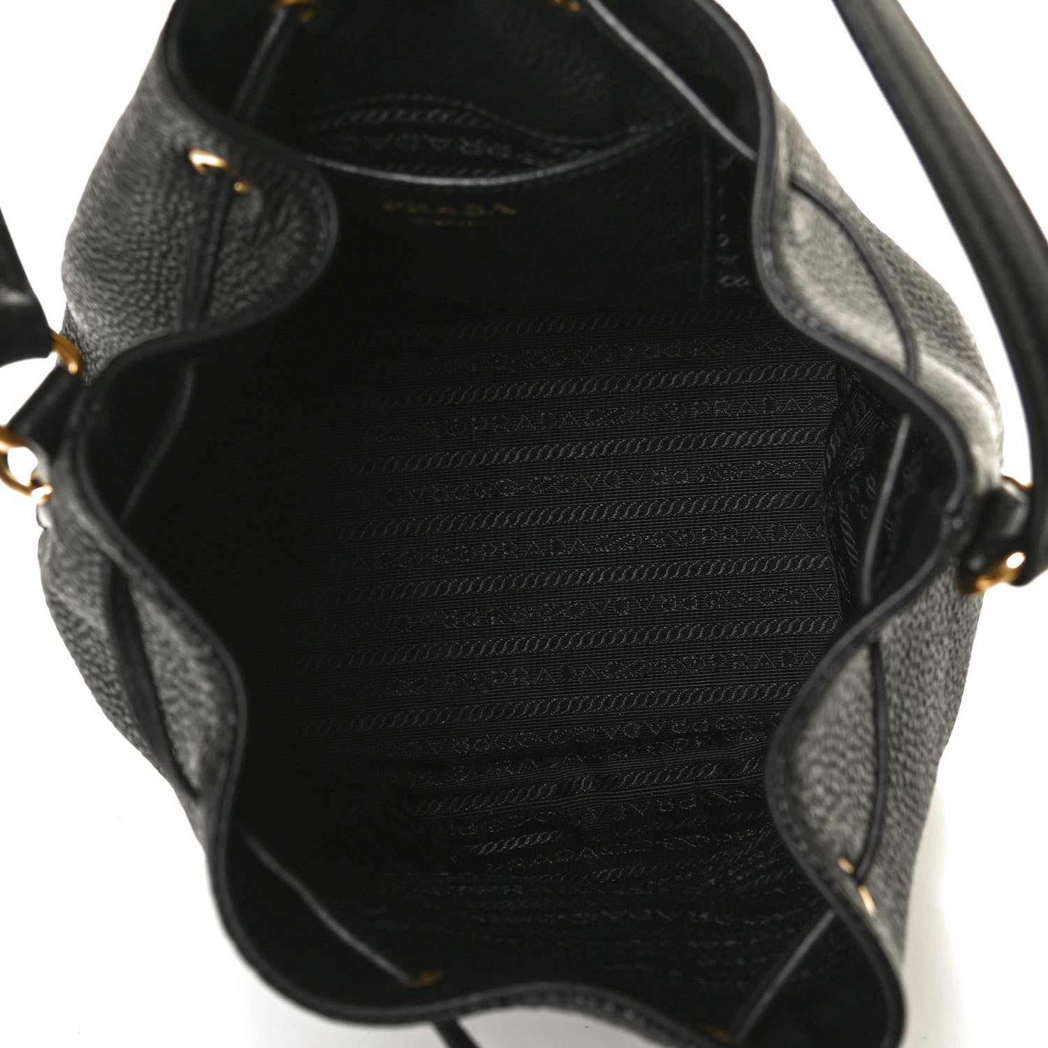 Prada Vitello Daino Bucket Bag Black 5 of 9