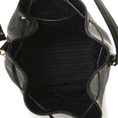 Prada Vitello Daino Bucket Bag Black 5 of 9
