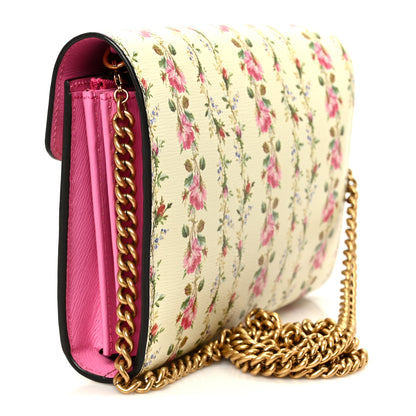 Gucci Calfskin Floral Print Mini Dionysus Chain Wallet Ivory Pink 3 of 10
