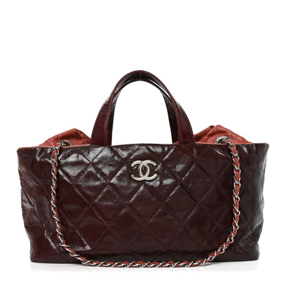 Chanel Glazed Calfskin Lambskin Quilted Portobello Tote Burgundy 1 of 10