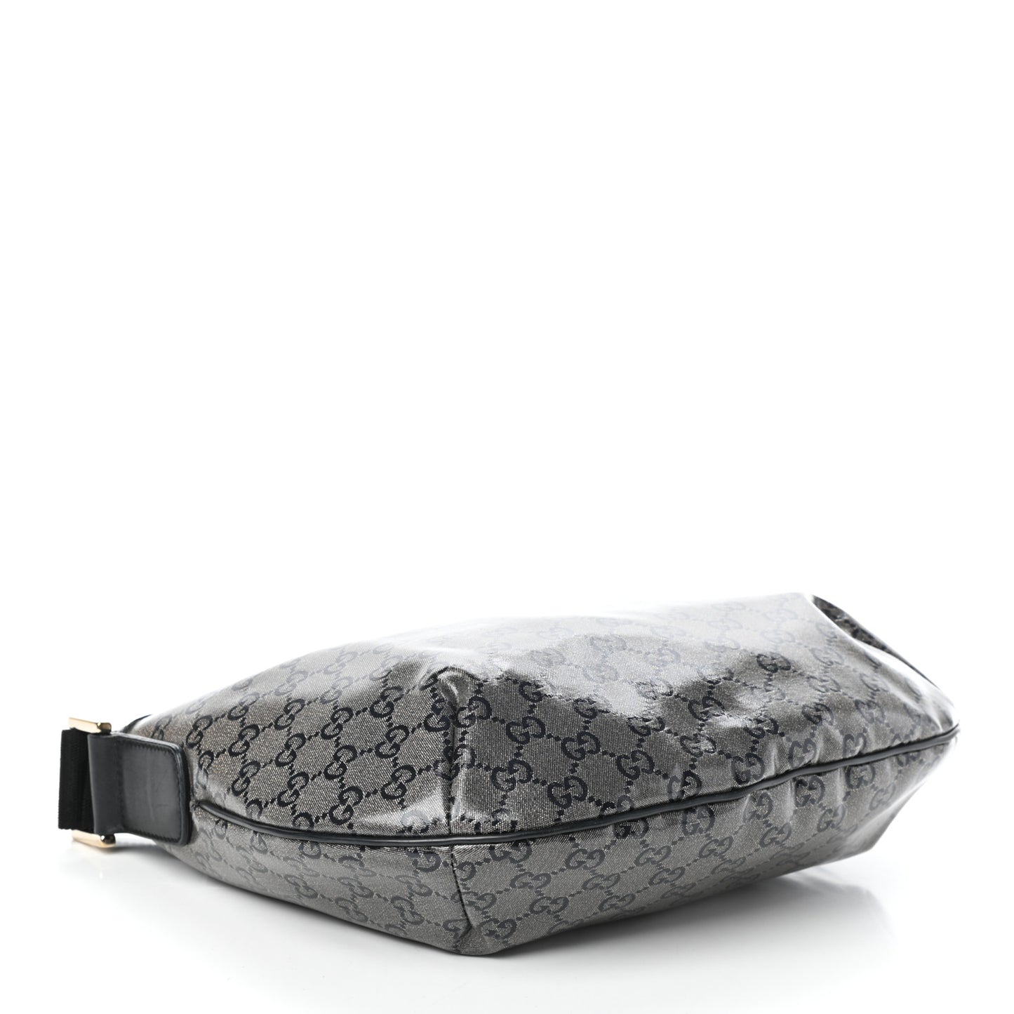 Crystal Monogram Medium Half Moon Hobo Black