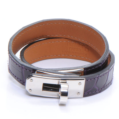 Hermes Shiny Alligator Kelly Double Tour Bracelet Small Amethyst 1 of 8