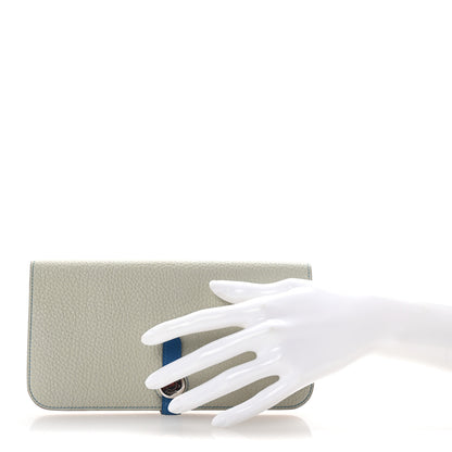 Hermes Togo Dogon Recto Verso Wallet Gris Perle Bleu Izmir 2 of 8