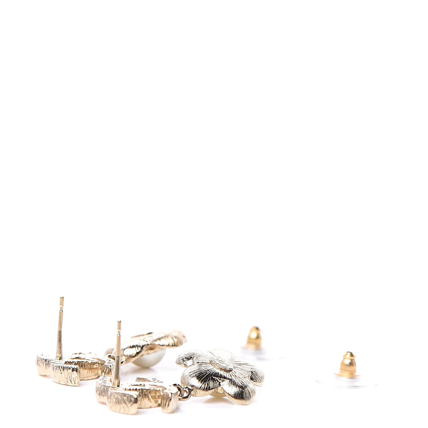 Chanel Pearl Camellia CC Drop Earrings Gold 4 of 6