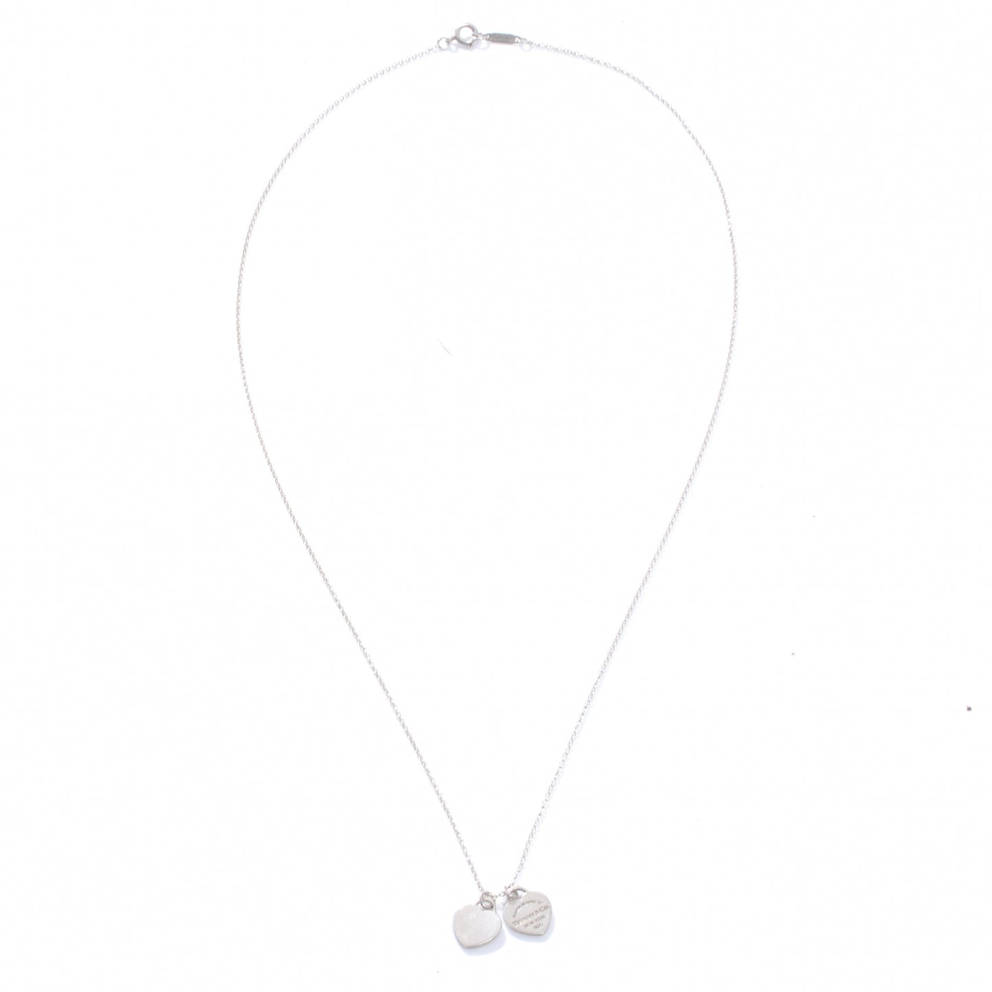 Sterling Silver Mini Return to Tiffany Double Heart Tag Pendant Necklace