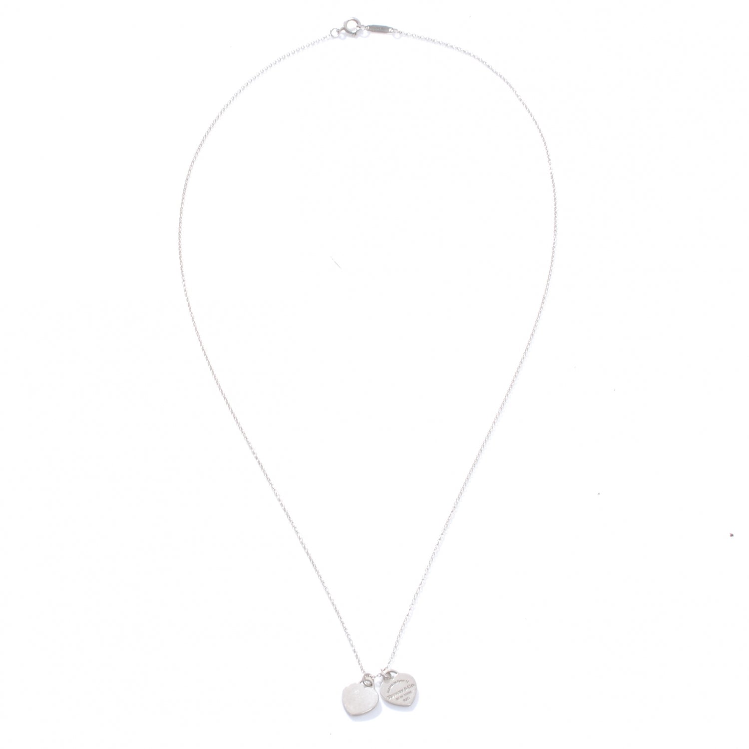 Tiffany Sterling Silver Mini Return to Tiffany Double Heart Tag Pendant Necklace 3 of 4