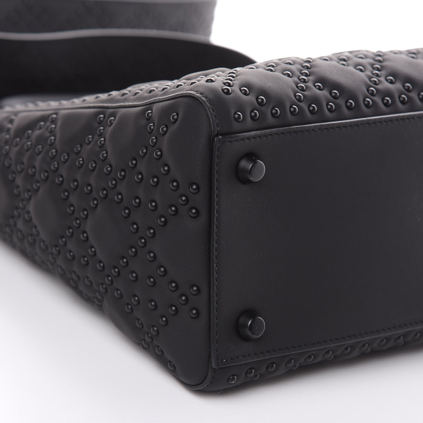 UItra Matte Calfskin Cannage Studded Medium Supple Lady Dior Black