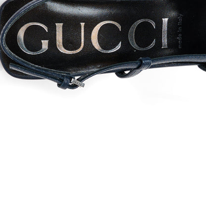 Gucci GG Monogram Malaga Kid Crystal Square G 75mm Slingback Pumps 38 Beige Blue 7 of 10