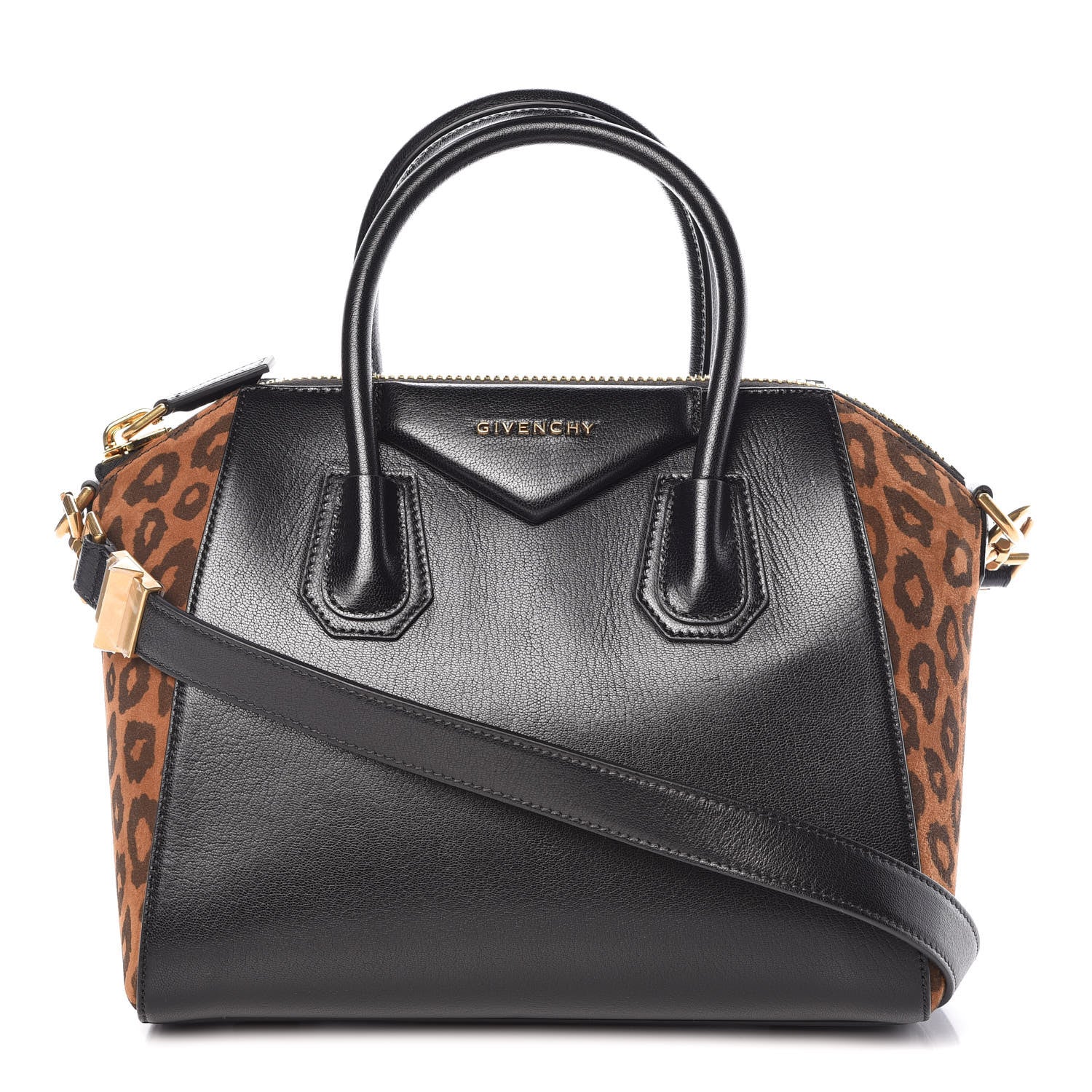 Givenchy Calfskin Suede Leopard Print Small Antigona Black 1 of 9