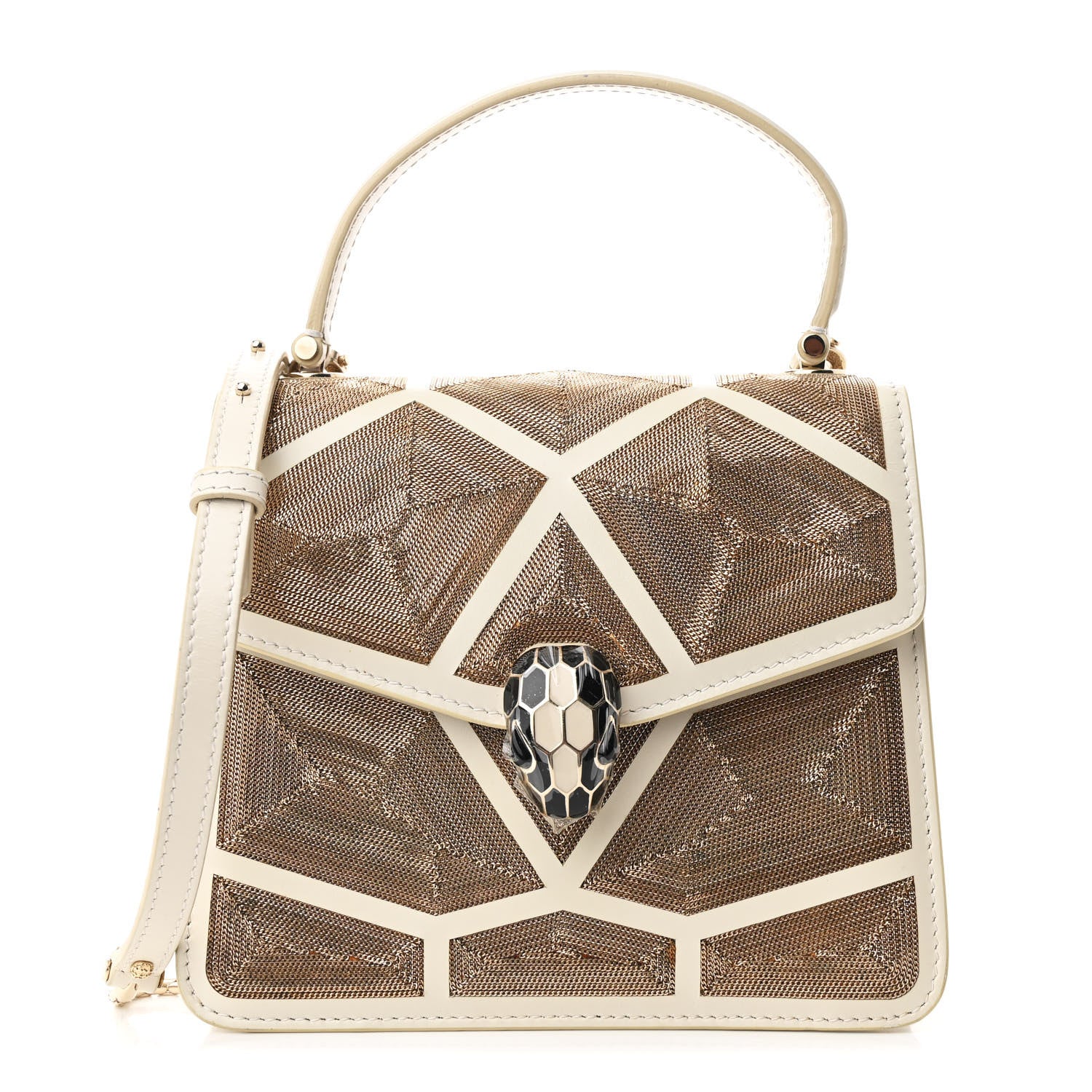 Bulgari Calfskin Million Chain Motif Serpenti Forever Top Handle White 1 of 10