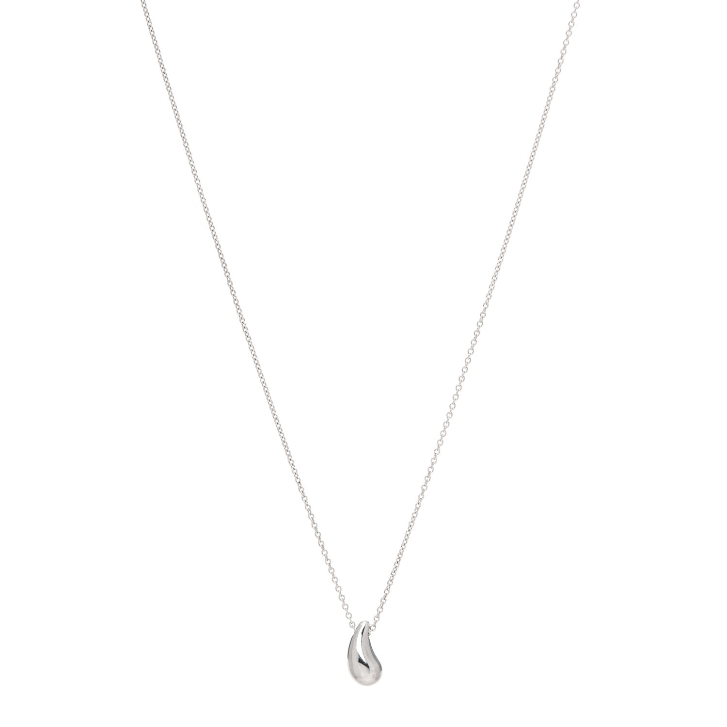 Tiffany Sterling Silver 12mm Elsa Peretti Tear Drop Pendant Necklace 1 of 7