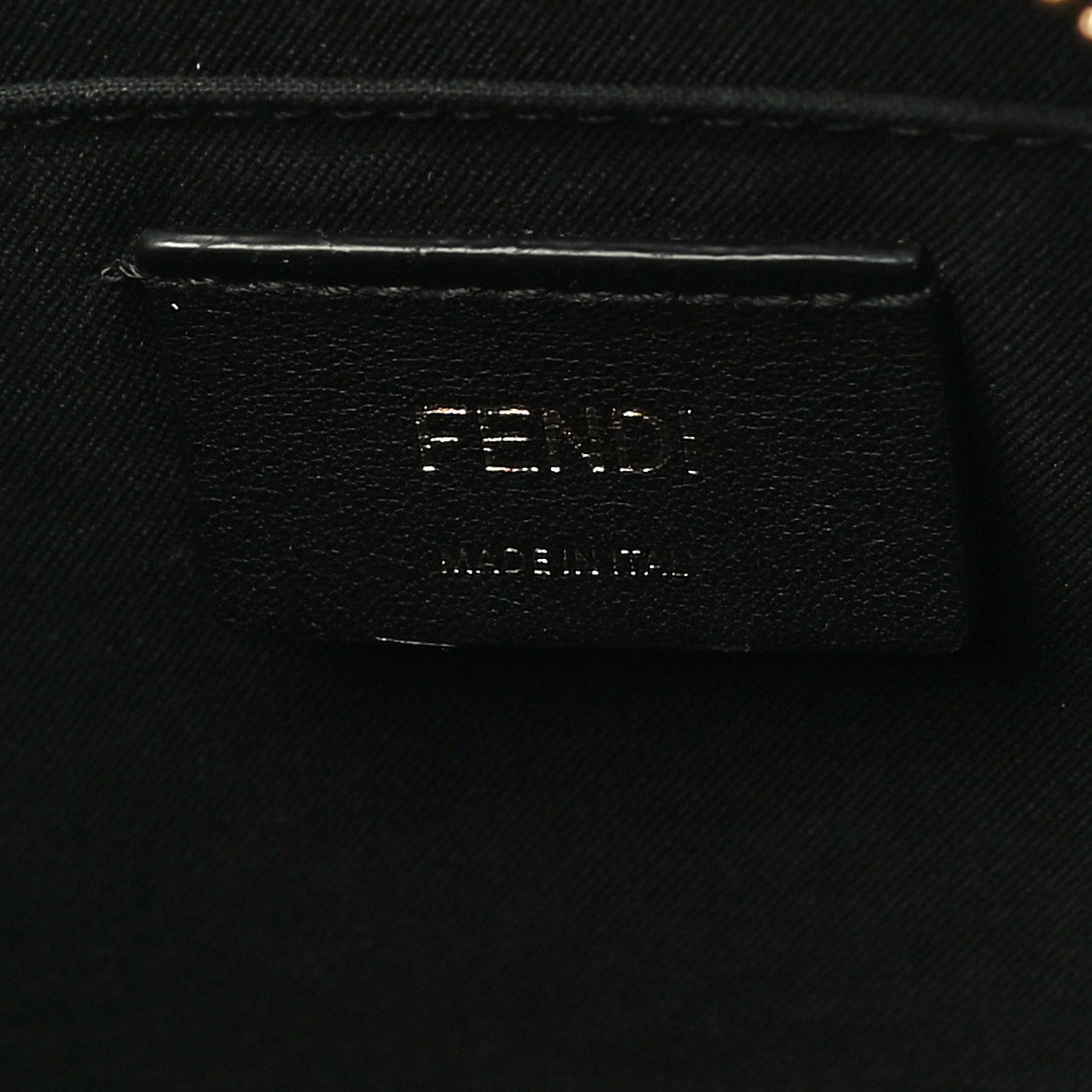 Fendi Glazed Fabric Vitello Century FF 1974 Stamp Patch Camera Case Mogano Panna Black 6 of 10