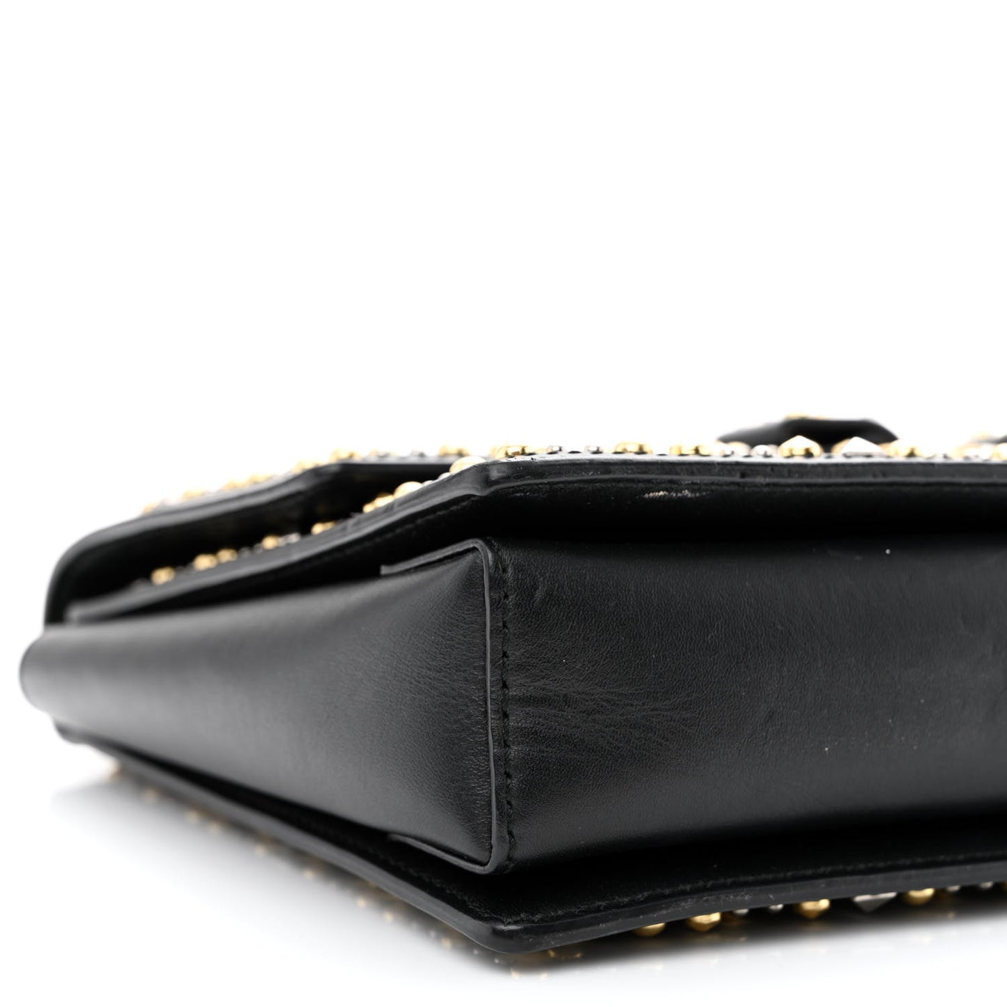 Calfskin Studded Vara Bow Bag Black