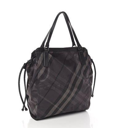 Burberry Nylon Check Small Buckleigh Packable Tote Charcoal 2 of 8