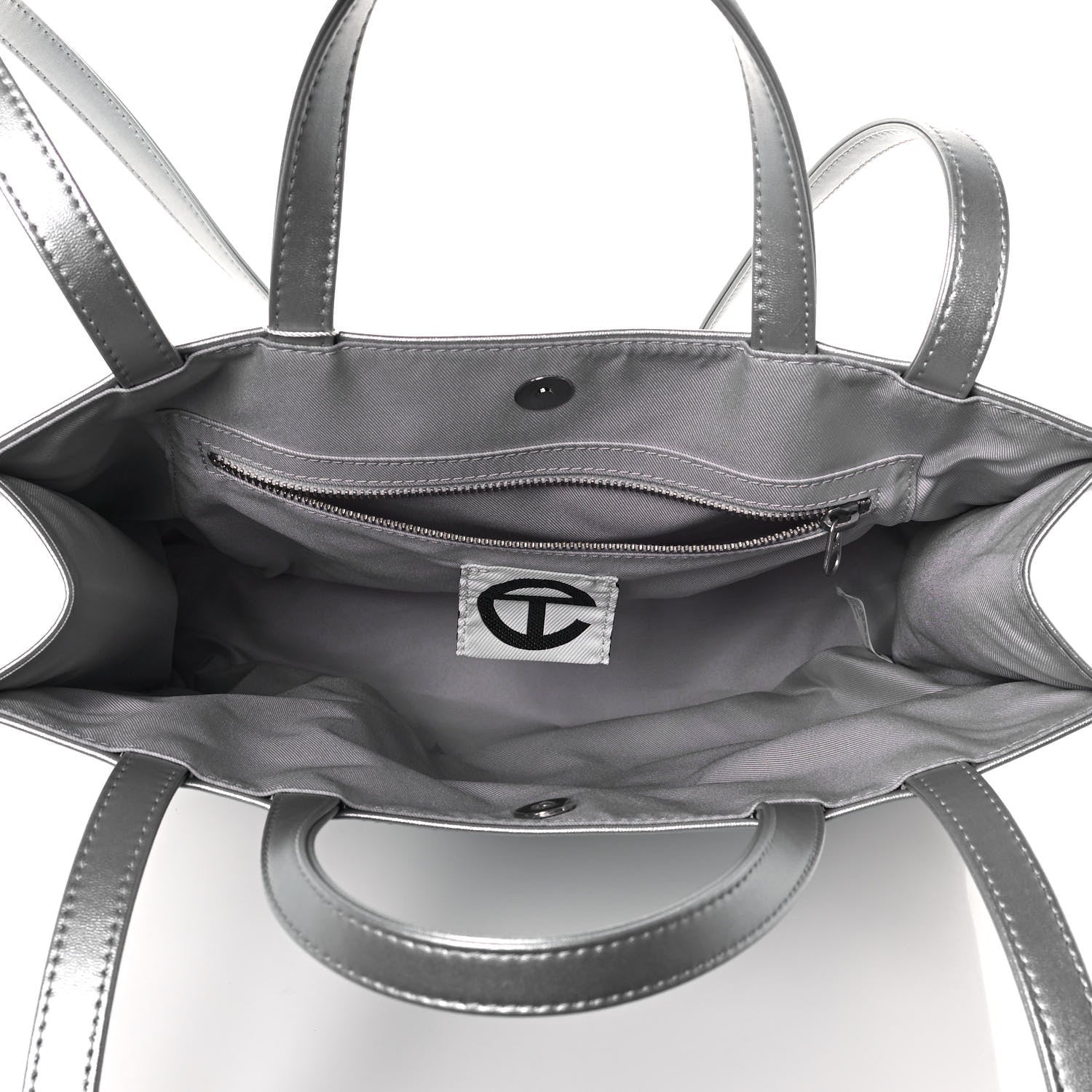 Telfar Metallic Vegan Leather Medium Shopping Bag Silver 5 of 12