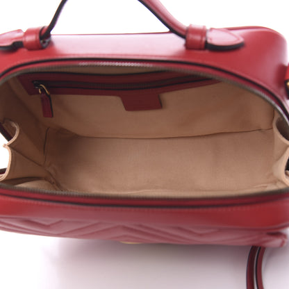 Gucci Calfskin Matelasse Sylvie Web Small GG Marmont Top Handle Shoulder Bag Hibiscus Red 4 of 10