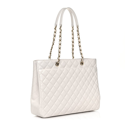 Chanel Caviar Quilted Large Classic Shopping Tote White 3 of 13