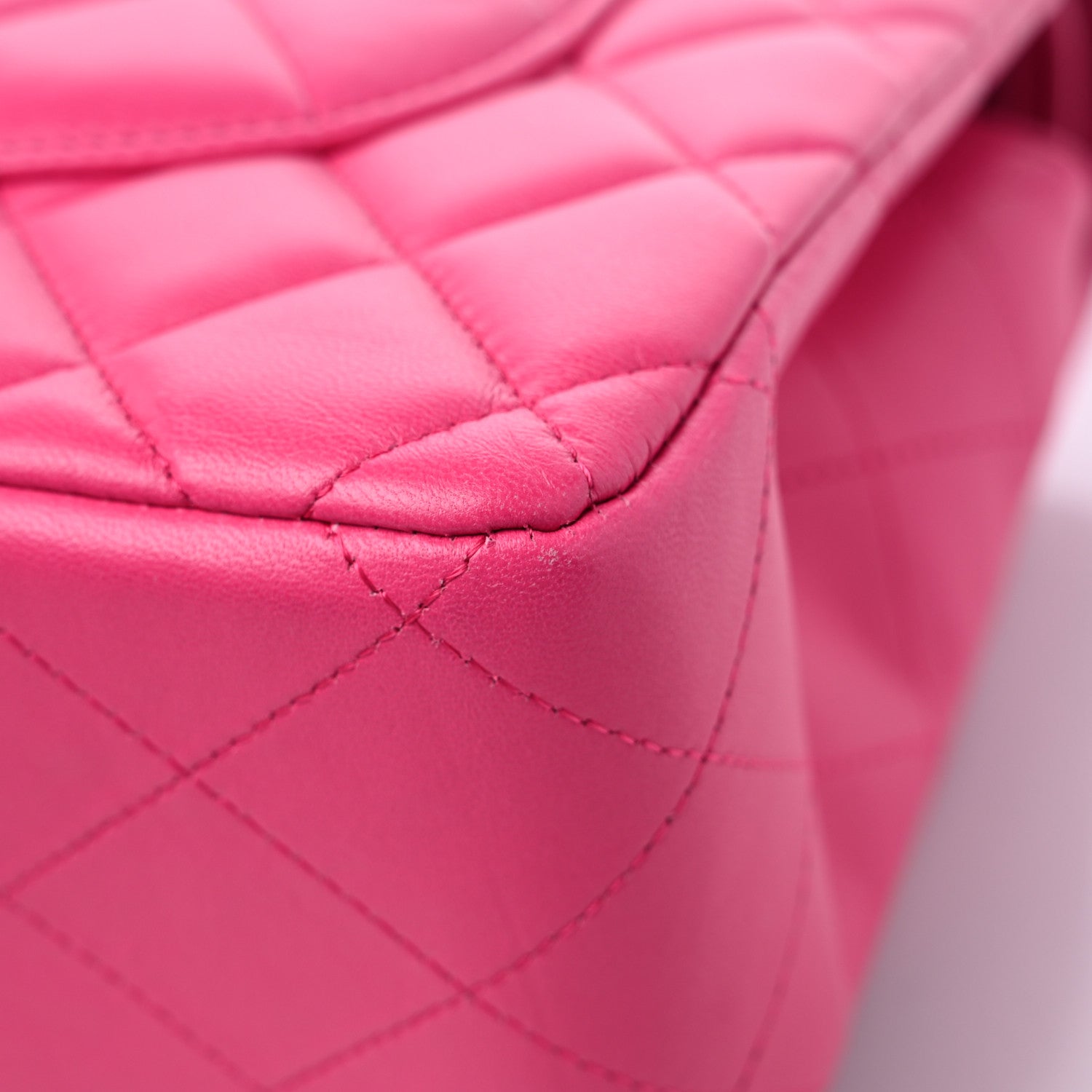 Chanel Lambskin Quilted Jumbo Double Flap Dark Pink 12 of 13