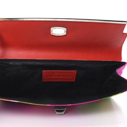 Balenciaga Patent Satin Floral Clutch Red 5 of 6
