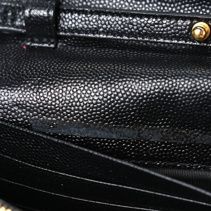 Saint Laurent Grain De Poudre Matelasse Chevron Monogram Chain Wallet Black 10 of 10