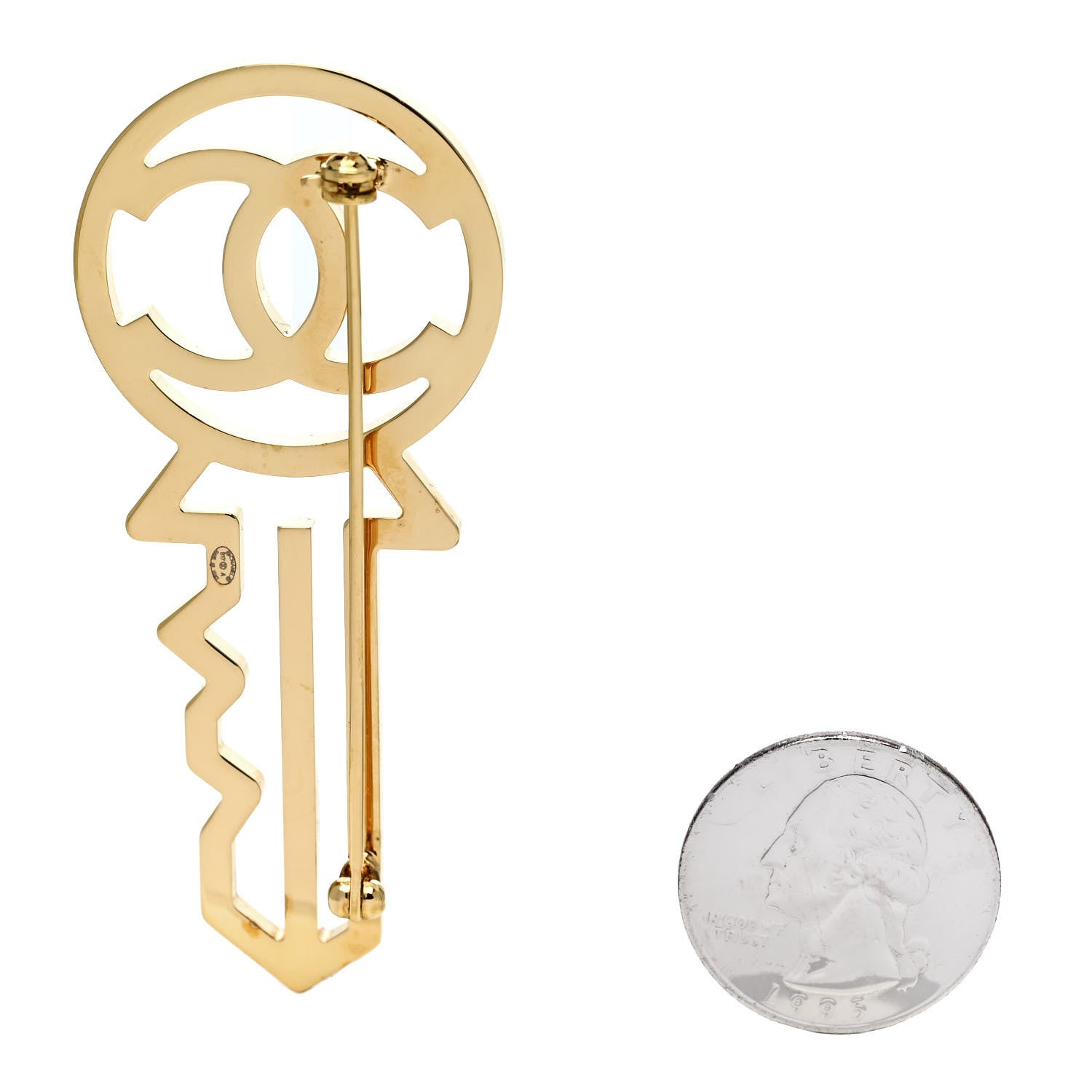 Chanel Crystal CC Key Brooch Black Gold 2 of 3