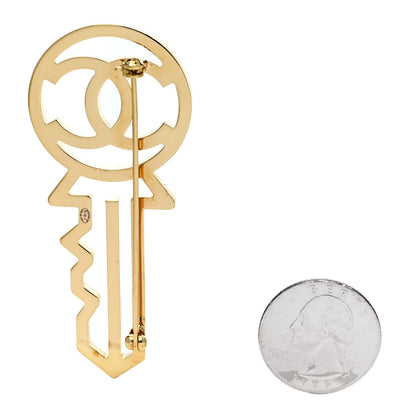 Chanel Crystal CC Key Brooch Black Gold 2 of 3