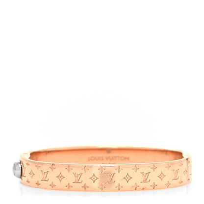 Louis Vuitton Brass Monogram Nanogram Cuff S Pink Gold 1 of 7