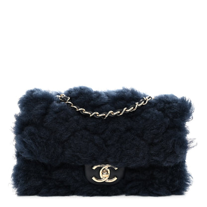 Chanel Shearling Lambskin Quilted Flap Navy Blue 1 of 10