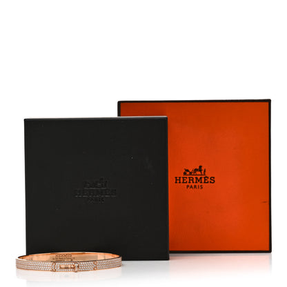 Hermes 18K Rose Gold Diamond PM Kelly Full Pave Bracelet LG 4 of 4