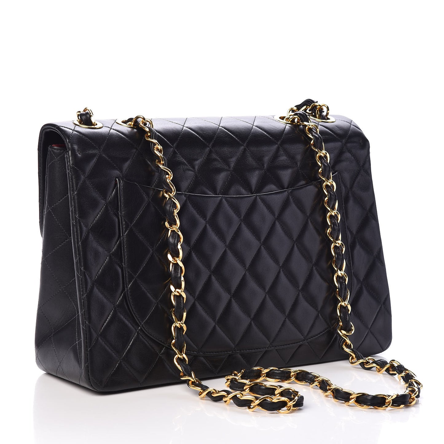 Lambskin Quilted XL Jumbo Single Flap Black