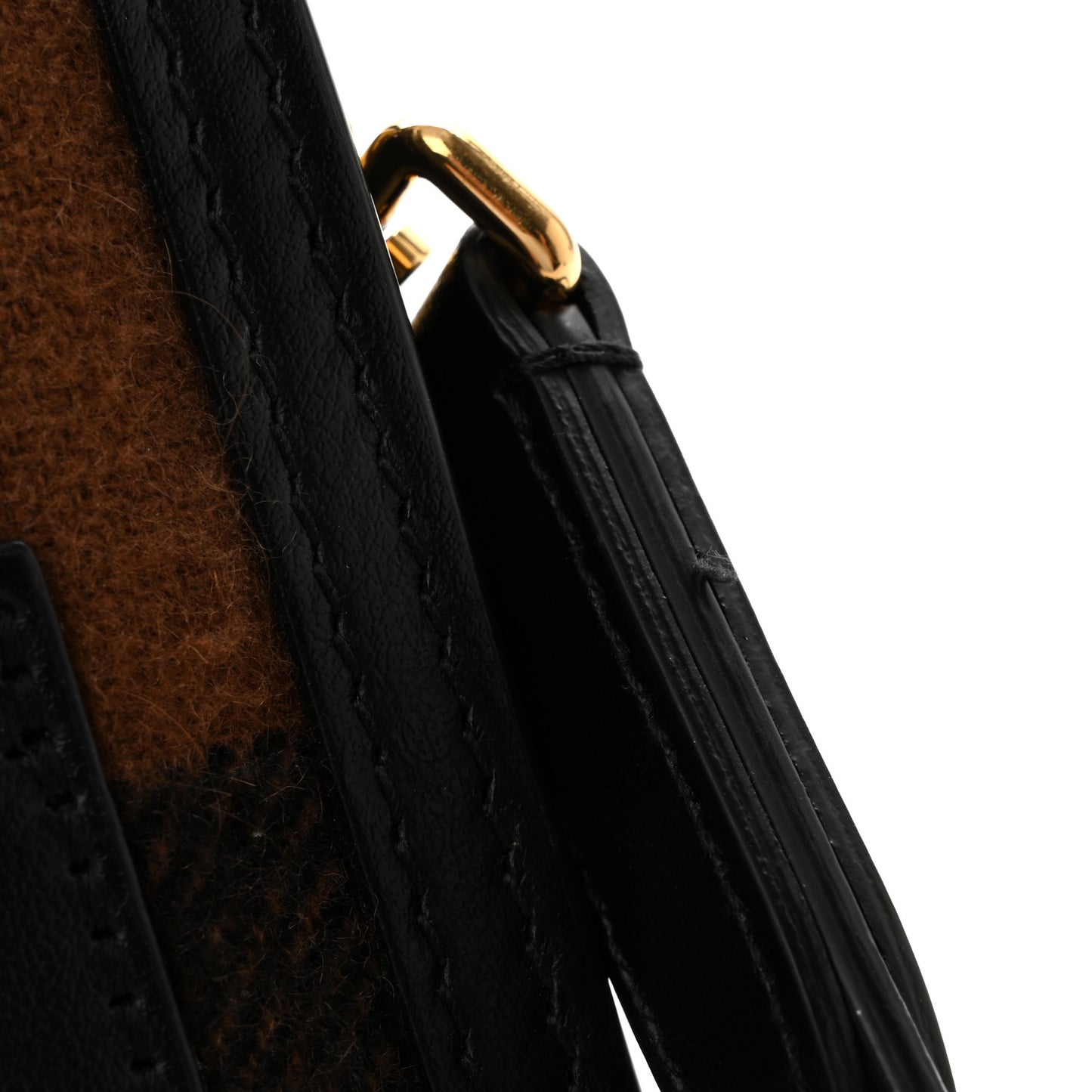 Smooth Calfskin Cashmere Check Mini Pocket Bag Brown