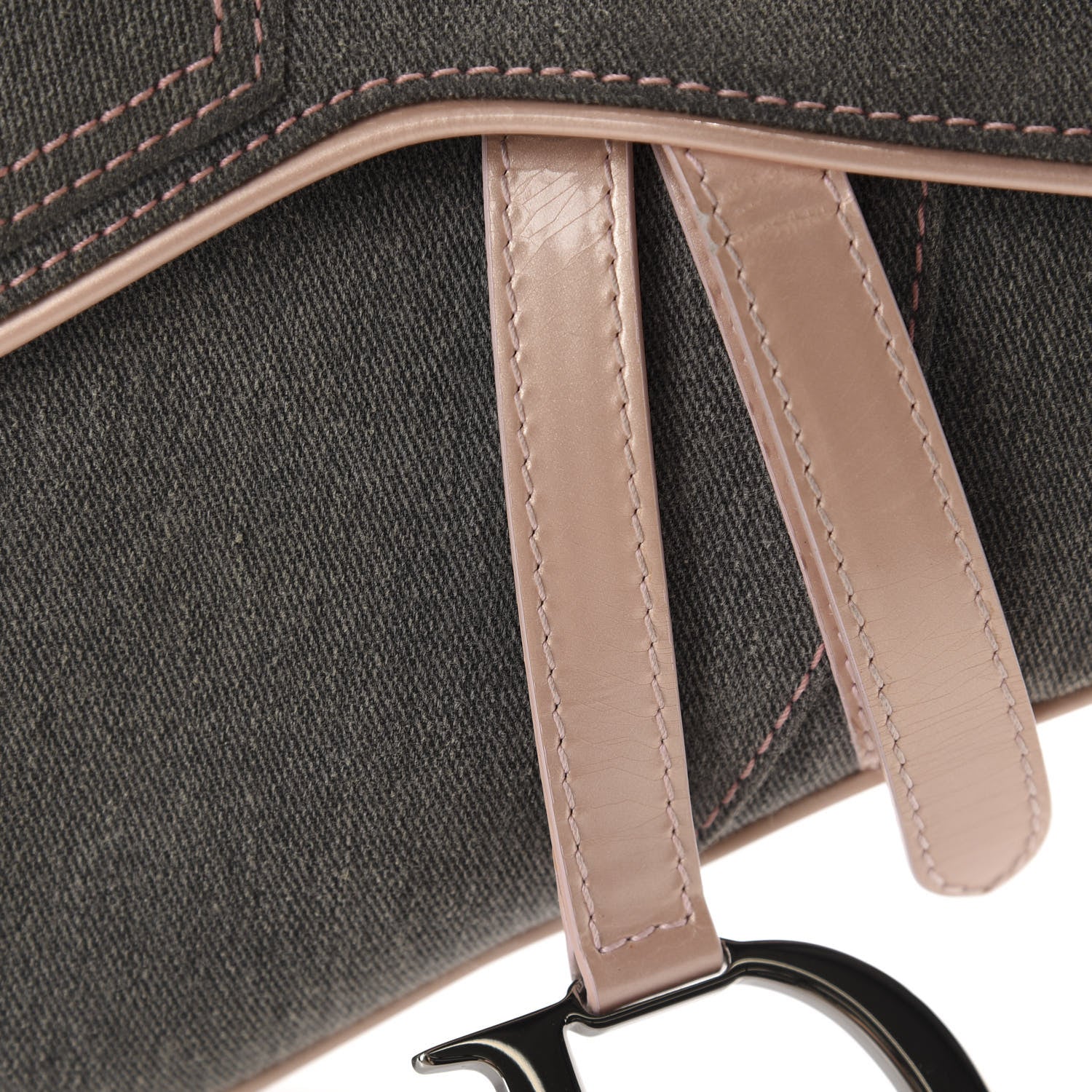 Christian Dior Patent Denim Jeans Saddle Bag Grey Pink 11 of 13