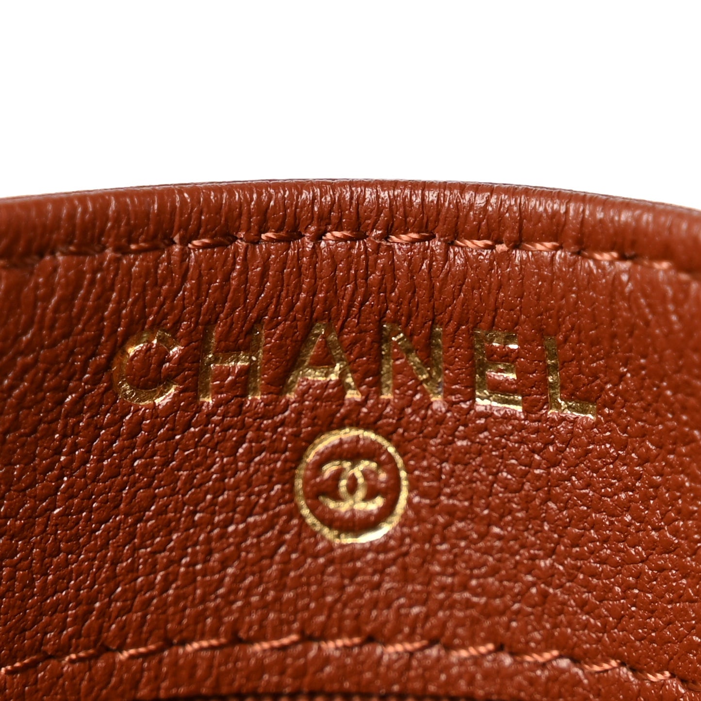 Lambskin Quilted Card Holder Brown