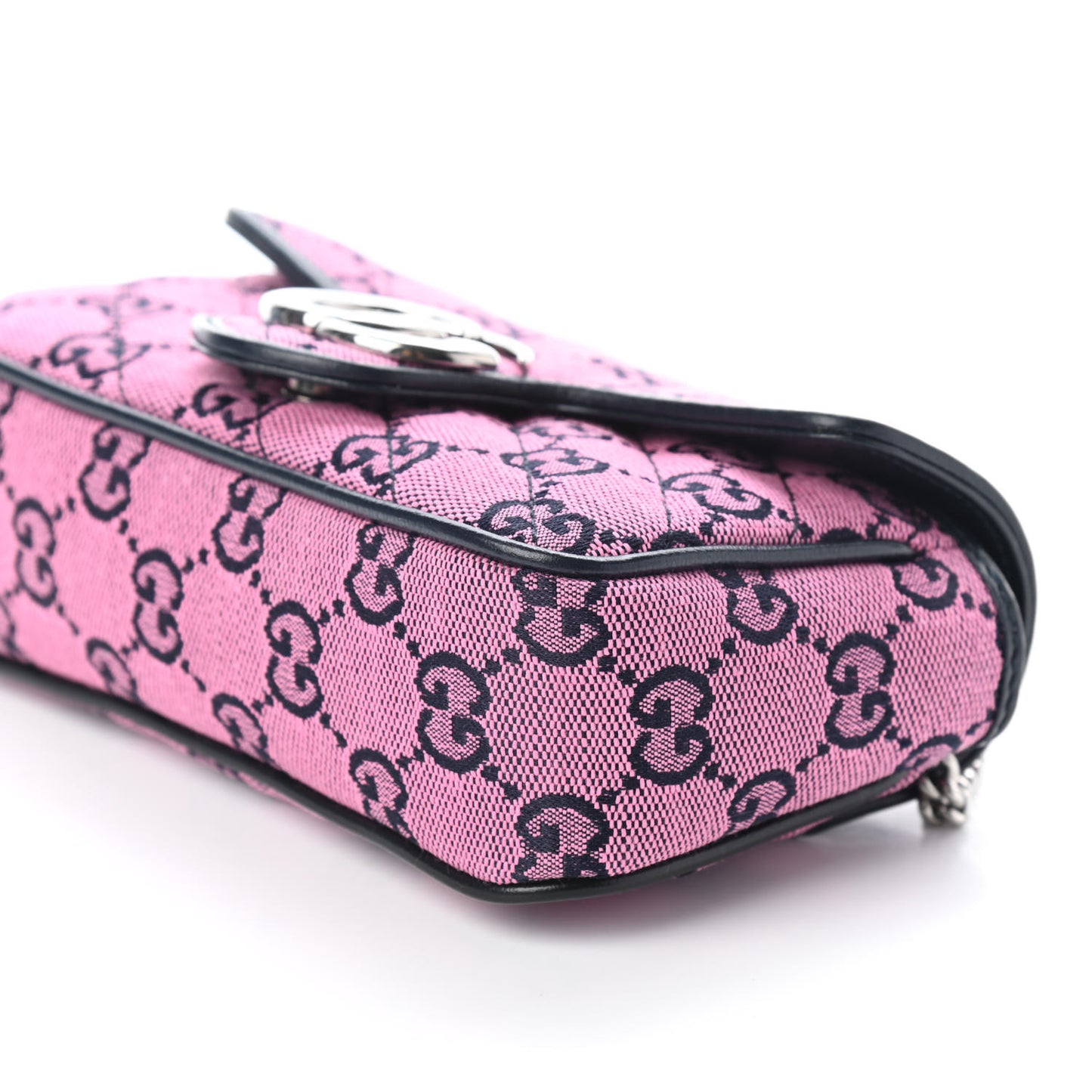 Monogram Multicolor Matelasse Diagonal Super Mini GG Marmont Shoulder Bag Pink Blue