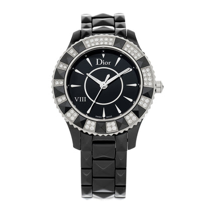 Christian Dior Stainless Steel Ceramic Diamond 33mm Dior VIII Quartz Watch Black 1 of 4