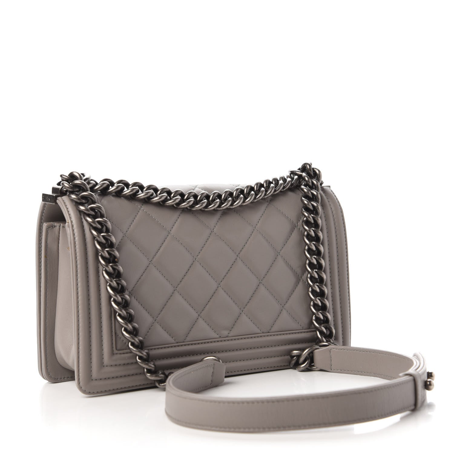 Chanel Calfskin Quilted Medium Boy Flap Grey 4 of 15