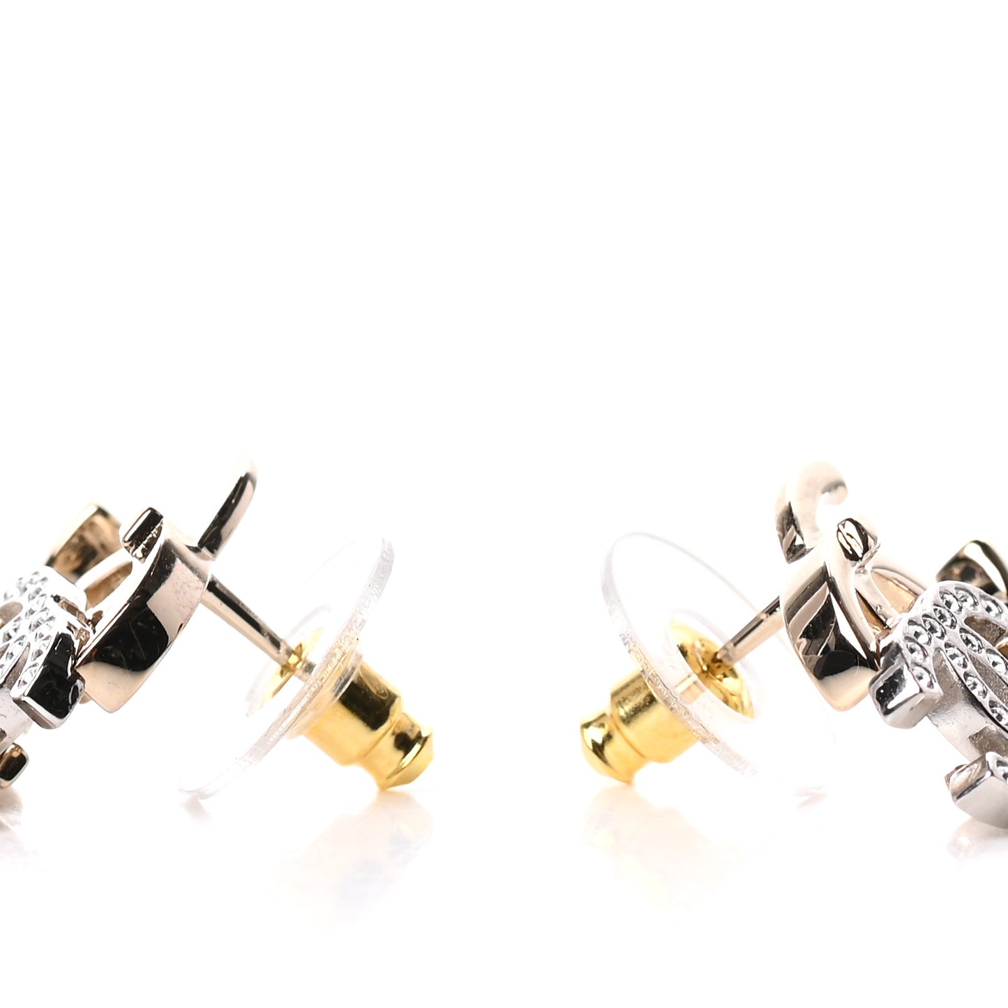 Crystal Pearl Double CC Drop Earrings Gold Silver