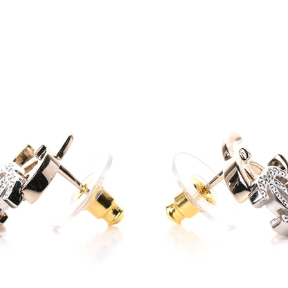 Chanel Crystal Pearl Double CC Drop Earrings Gold Silver 3 of 5