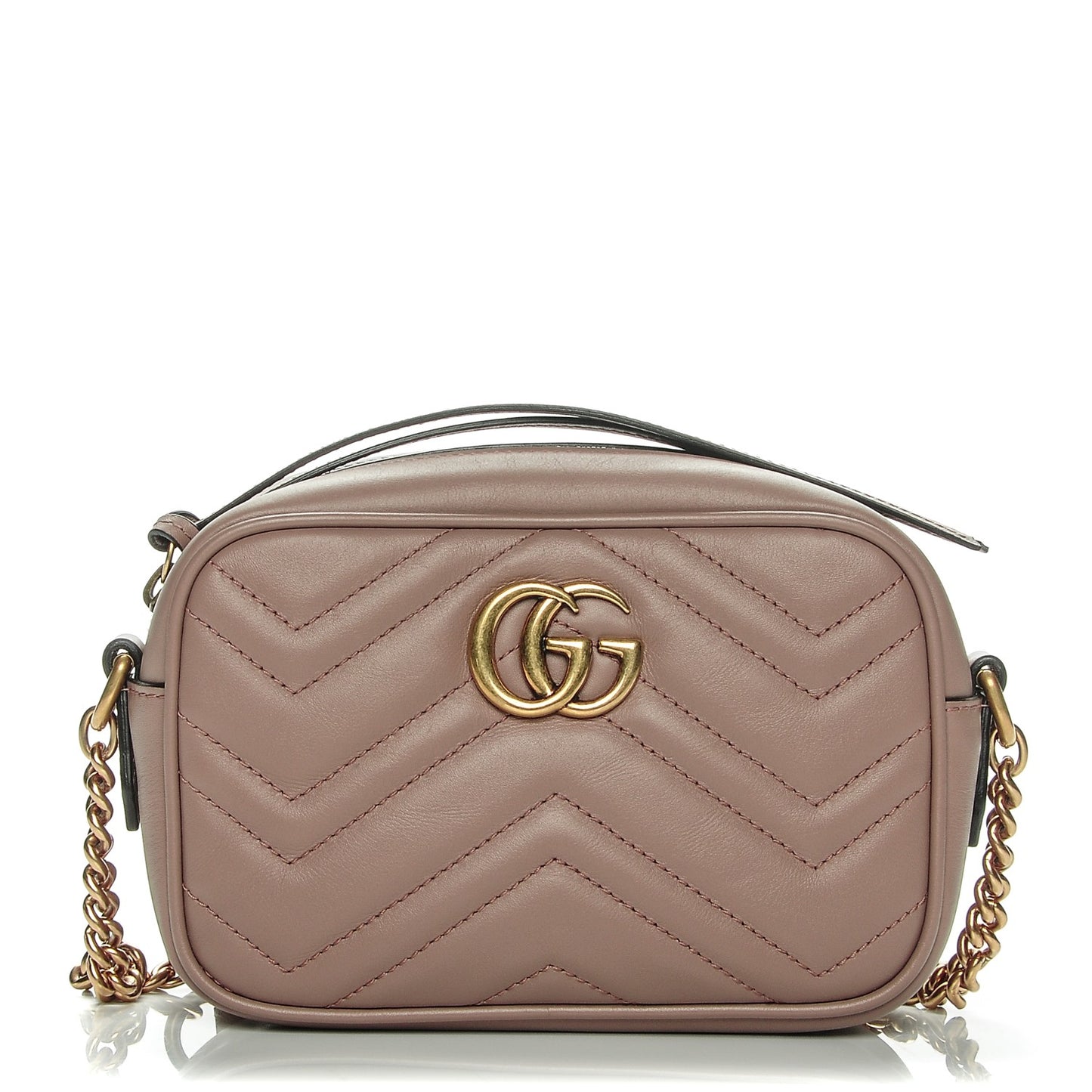 Calfskin Matelasse Mini GG Marmont Chain Shoulder Bag Nude
