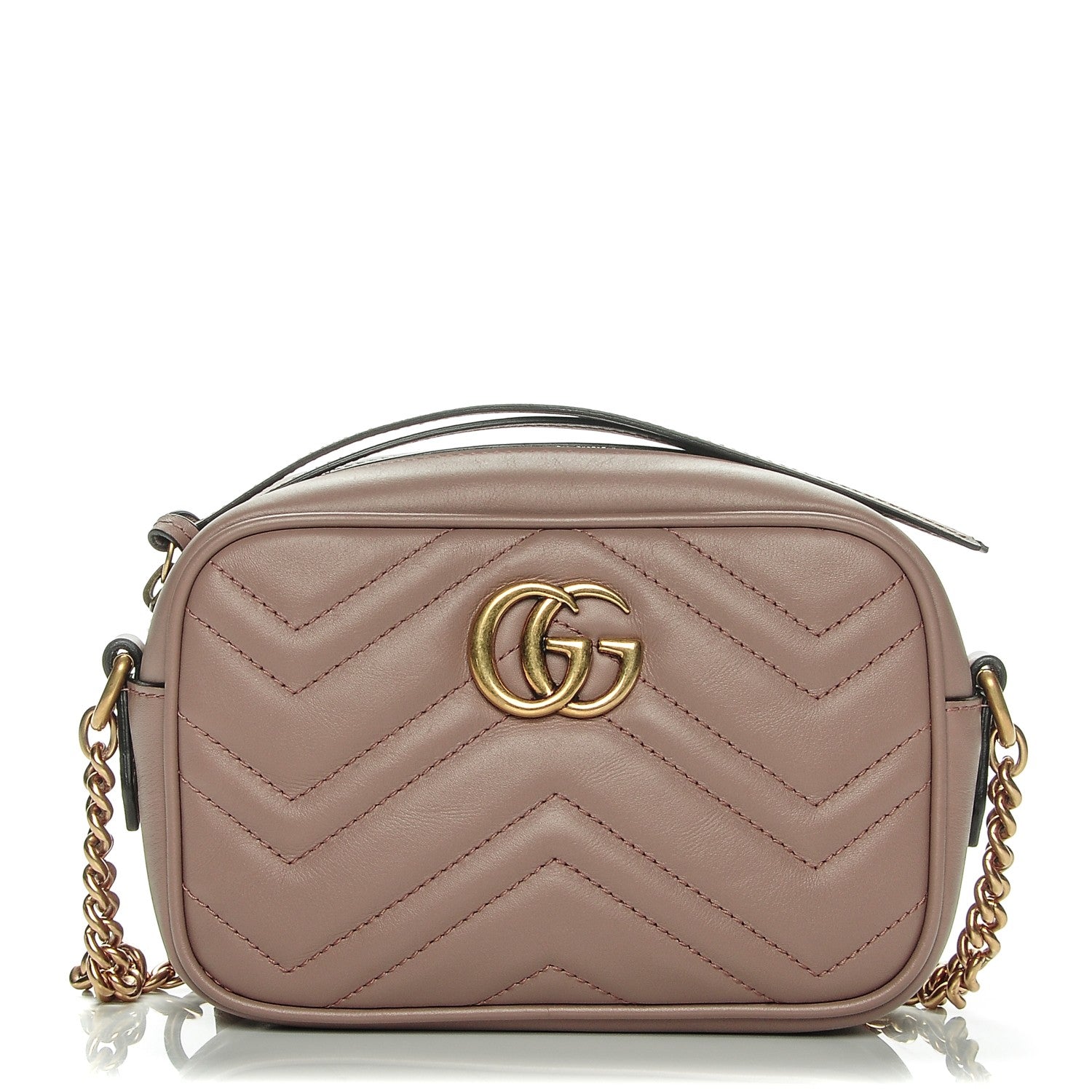 Gucci Calfskin Matelasse Mini GG Marmont Chain Shoulder Bag Nude 1 of 7