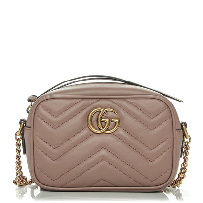 Gucci Calfskin Matelasse Mini GG Marmont Chain Shoulder Bag Nude 1 of 7