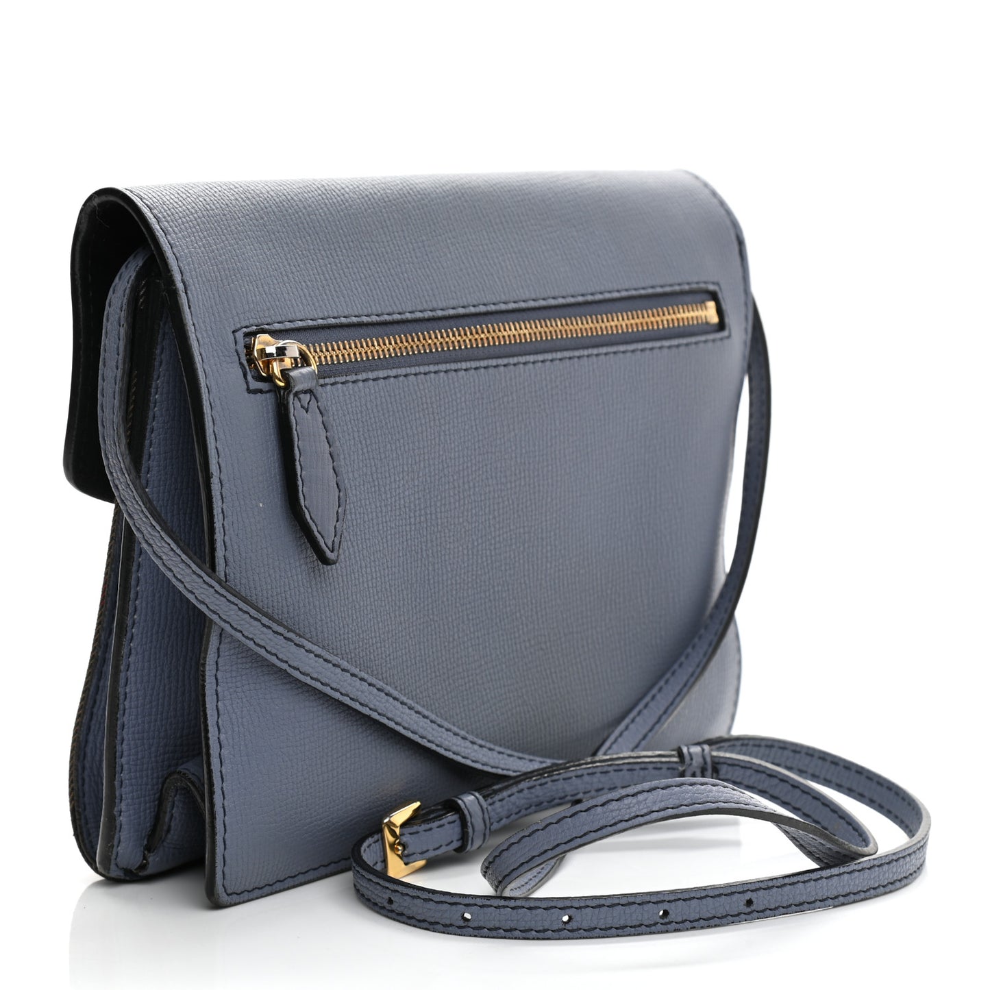 Derby Calfskin House Check Small Macken Crossbody Bag Slate Blue