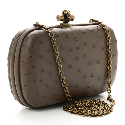 Bottega Veneta Ostrich Chain Knot Clutch New Steel 3 of 9