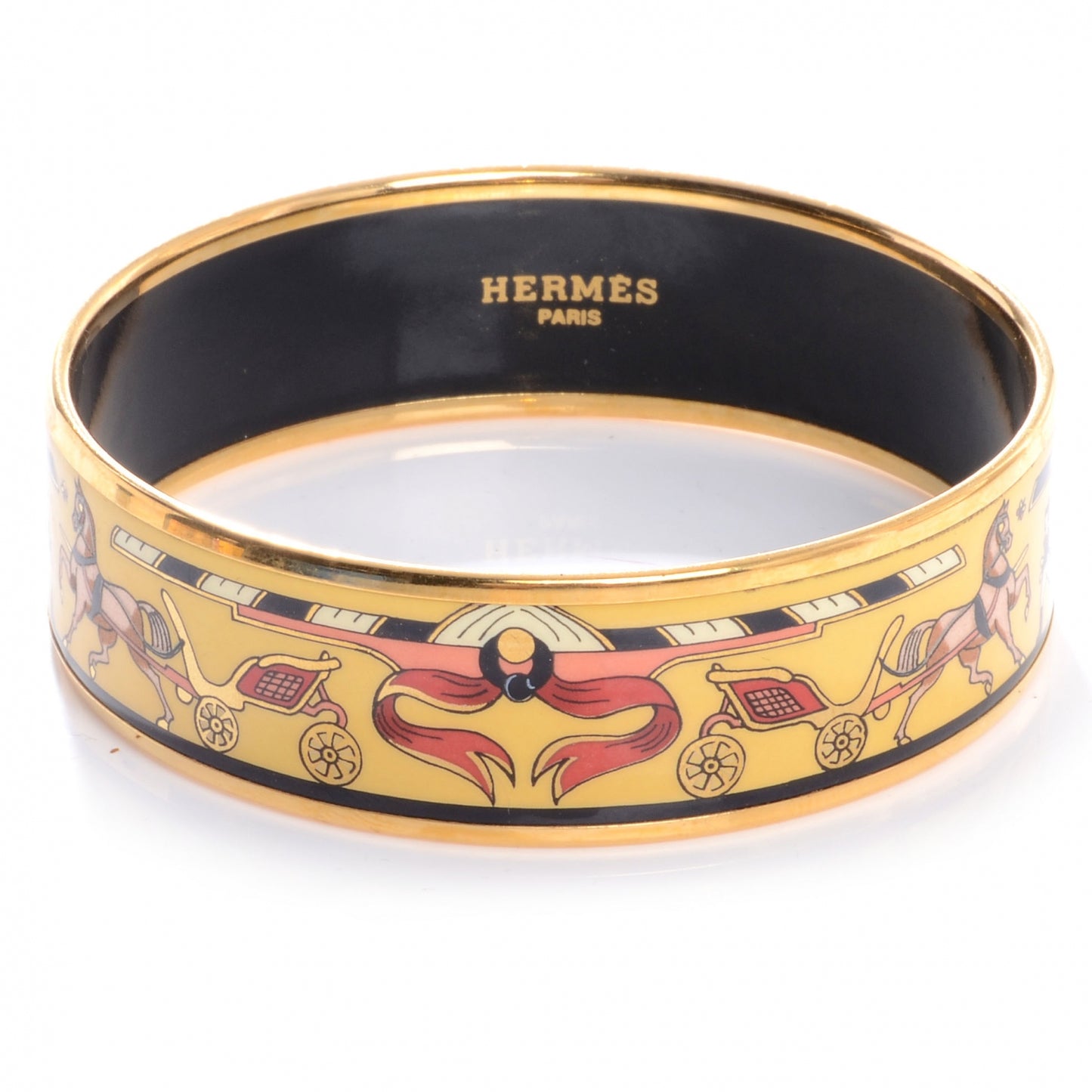 Enamel Printed Chariots Wide Bracelet 70 Yellow