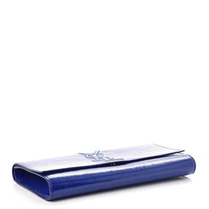 Saint Laurent Textured Patent Calfskin Large Belle De Jour Clutch Royal Blue 4 of 7