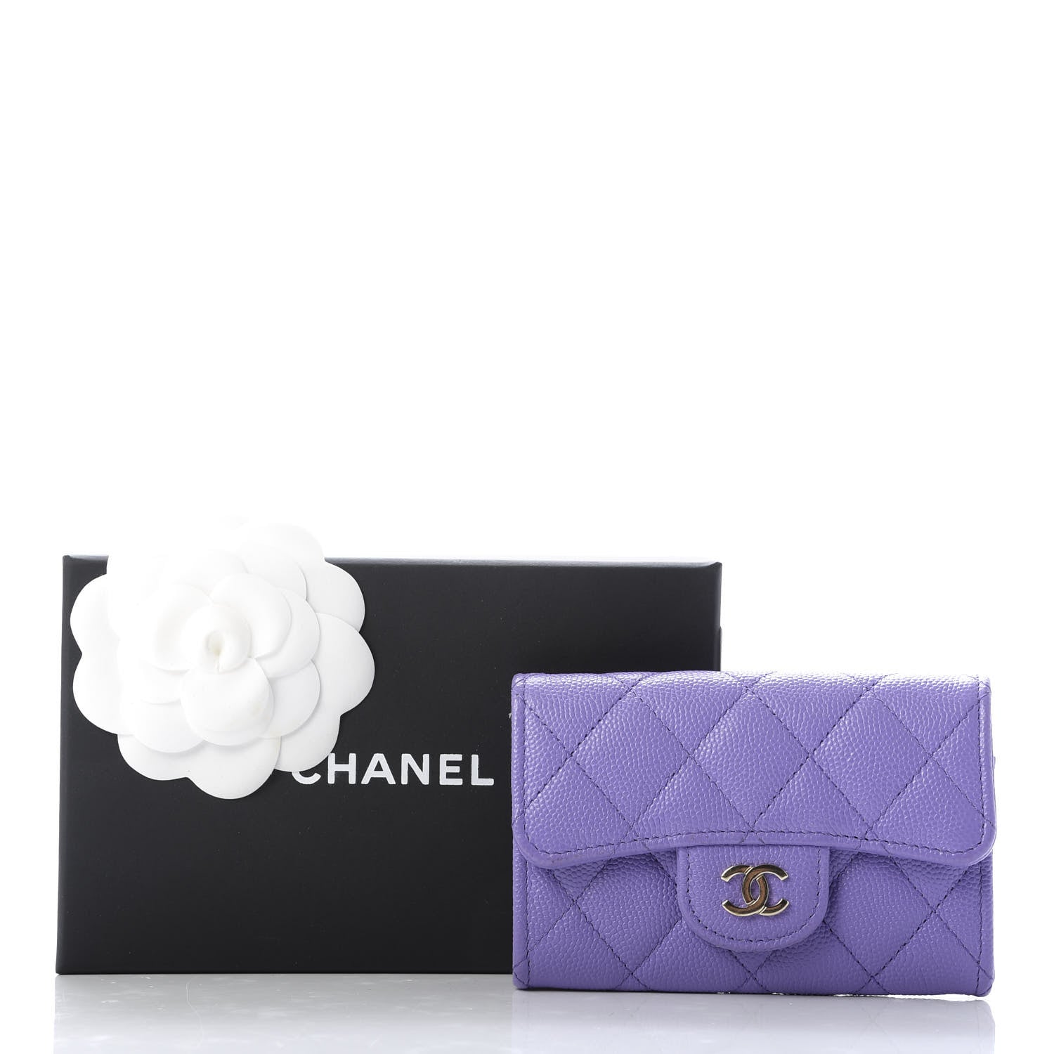Chanel Caviar Quilted Flap Card Holder Wallet Purple 8 of 8